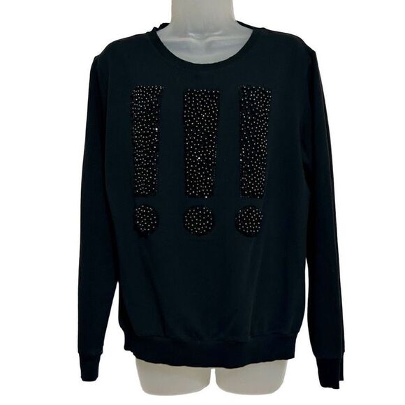 Speedway Luxury Italian Top Women's Large Black Bead Embellishments Long Sleeve - Picture 5 of 10